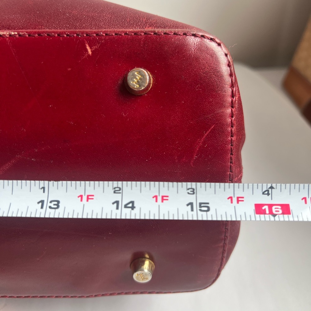 Vintage 90s Y2K Oxblood Leather Tote‎ Bag Structured Patina Minimalist Work Bag - Picture 12 of 14